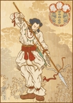 日本神話（イザナギ大神）一人で矛を持つ