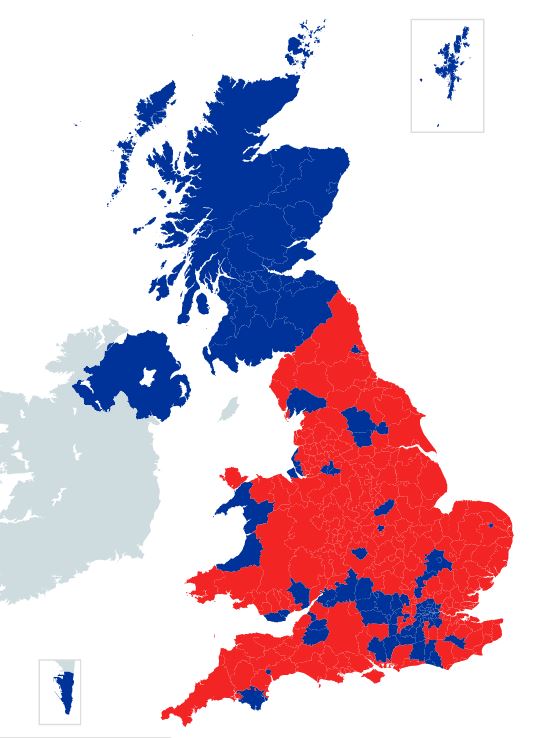 英国民投票　結果　国別